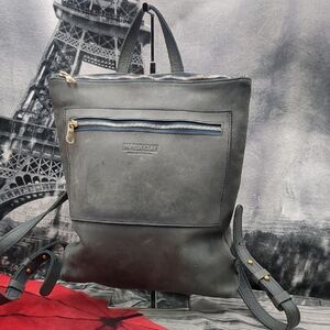 Parker Clay Faded Navy Blue Leather Backpack